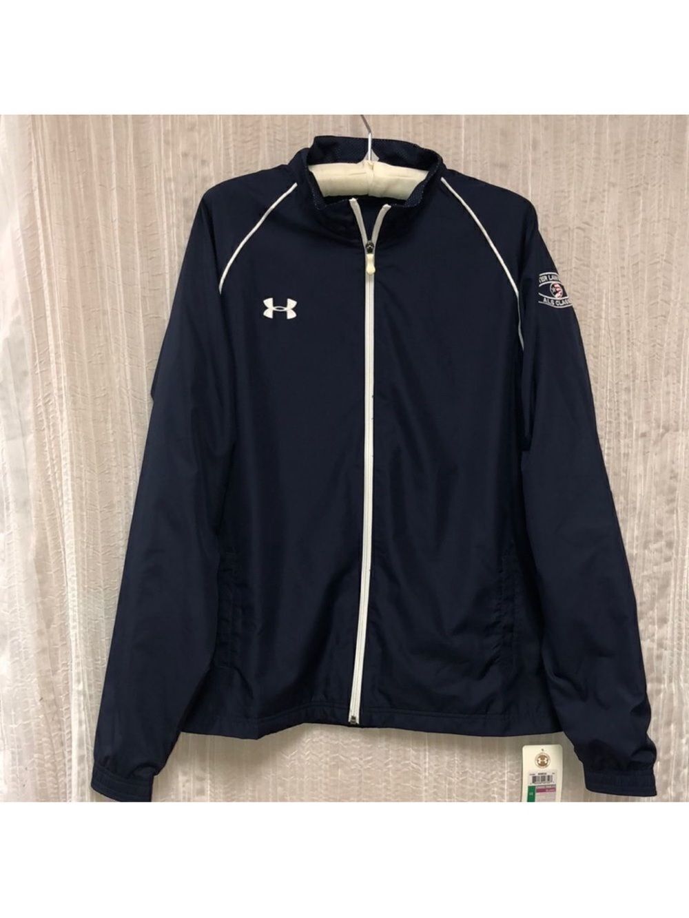 Under Armour L Loose Fit Navy White Full Zip Windbreaker